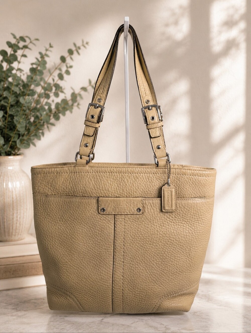 Coach Hamilton Pebbled Leather Tote Shoulder Bag EUC